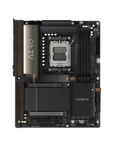 GIGABYTE X870E AERO X3D DARK WOOD Placa Base – Compatible con CPUs AMD Ryzen 9000, VRM digital de 16+2+2 fases, hasta 9000 Hz