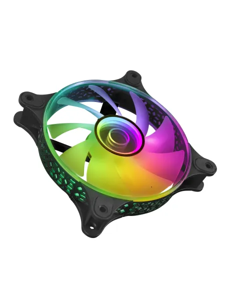 Mars Gaming MF-3DKIT Negro, Kit 3 Ventiladores ARGB 360° 12cm, Espejo Infinito 3D, Sistema Anti-vibraciones, Controlador ARGB,