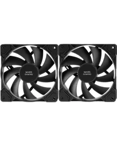 Mars Gaming MF-PWMX2 Negro, Kit 2 Ventiladores 120mm, Ultra silenciosos FDB 12dB, Sistema Anti-vibraciones, Sistema PWM