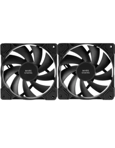 Mars Gaming MF-PWMX2 Negro, Kit 2 Ventiladores 120mm, Ultra silenciosos FDB 12dB, Sistema Anti-vibraciones, Sistema PWM