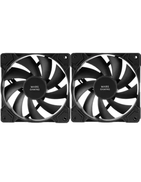 Mars Gaming MF-PWMX2 Negro, Kit 2 Ventiladores 120mm, Ultra silenciosos FDB 12dB, Sistema Anti-vibraciones, Sistema PWM
