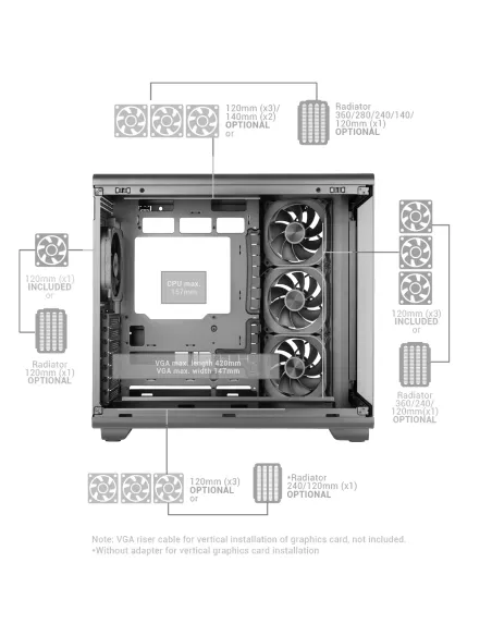 Mars Gaming MCREVPROW carcasa de ordenador Midi Tower Blanco