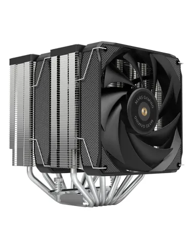Mars Gaming MCPU-XU6, Disipador CPU Doble Torre, TDP 350W, 2x Ventiladores de Aspas Híbridas y Rodamiento FDB de Cobre