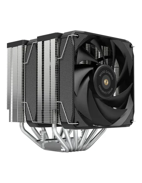 Mars Gaming MCPU-XU6, Disipador CPU Doble Torre, TDP 350W, 2x Ventiladores de Aspas Híbridas y Rodamiento FDB de Cobre