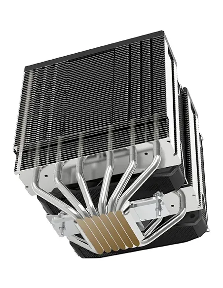 Mars Gaming MCPU-XU6, Disipador CPU Doble Torre, TDP 350W, 2x Ventiladores de Aspas Híbridas y Rodamiento FDB de Cobre