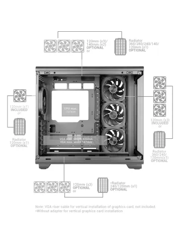 Mars Gaming MCREVMAXW carcasa de ordenador Midi Tower Blanco