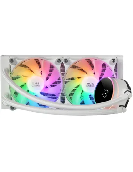 Mars Gaming ML-LCD240, Refrigeración Líquida AIO, TDP 500W, 2x Ventiladores FDB ARGB 120mm, Pantalla LCD con Monitoreo de