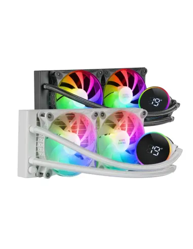 Mars Gaming ML-LCD240, Refrigeración Líquida AIO, TDP 500W, 2x Ventiladores FDB ARGB 120mm, Pantalla LCD con Monitoreo de