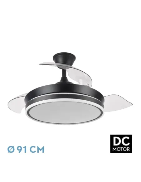 Ventilador dc bayomo negro 72w 7200lm 91d 3asp.desplegables 3000 - 4000 - 6000k remoto - temporizador - memoria