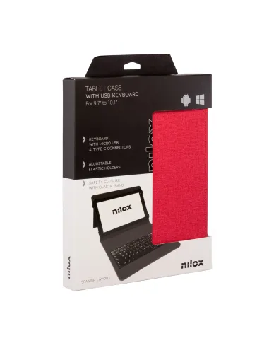 Nilox FUNDA TECLADO USB DE 9,7" A 10.5" ROJA