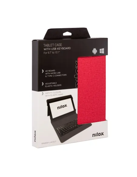 Nilox FUNDA TECLADO USB DE 9,7" A 10.5" ROJA