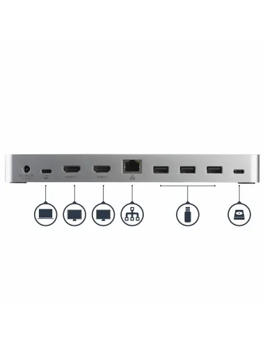 StarTech.com Docking Station USB C para 2 Monitores - PD de 60 W para Portátil Windows - Replicador de Puertos USB Tipo C a
