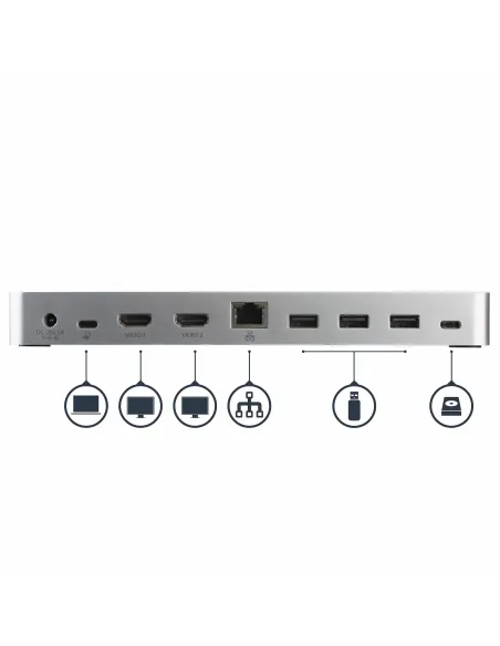 StarTech.com Docking Station USB C para 2 Monitores - PD de 60 W para Portátil Windows - Replicador de Puertos USB Tipo C a