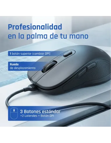 iggual OFFICE-ELITE-PRO-6D 3600DPI ratón Oficina mano derecha USB tipo A Óptico