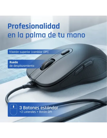 iggual OFFICE-ELITE-PRO-6D 3600DPI ratón Oficina mano derecha USB tipo A Óptico