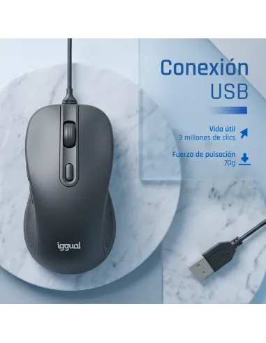 iggual OFFICE-ELITE-PRO-6D 3600DPI ratón Oficina mano derecha USB tipo A Óptico