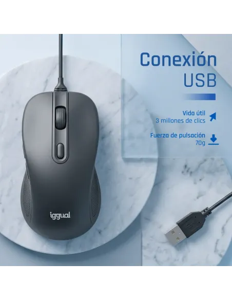 iggual OFFICE-ELITE-PRO-6D 3600DPI ratón Oficina mano derecha USB tipo A Óptico