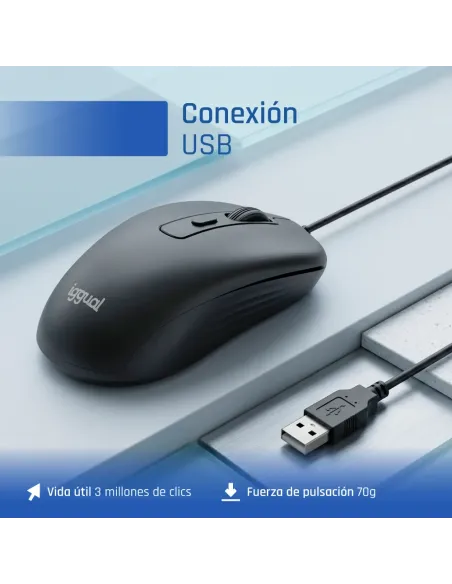 iggual OFFICE-ESSENTIAL-4D 2400DPI ratón Oficina Ambidextro USB tipo A Óptico