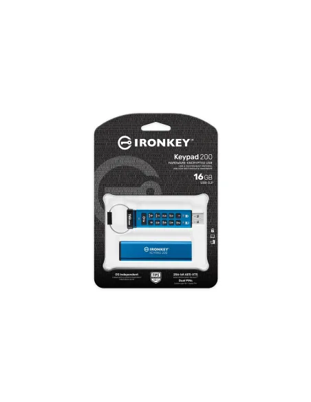 Kingston Technology IronKey Keypad 200 de 16 GB, FIPS 140-3 nivel 3 cifrado AES-256