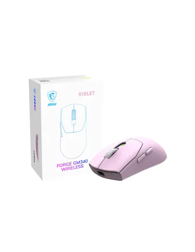 MSI Forge Gm340 Wireless Violet ratón Juego Ambidextro RF Wireless + Bluetooth Óptico 12000 DPI