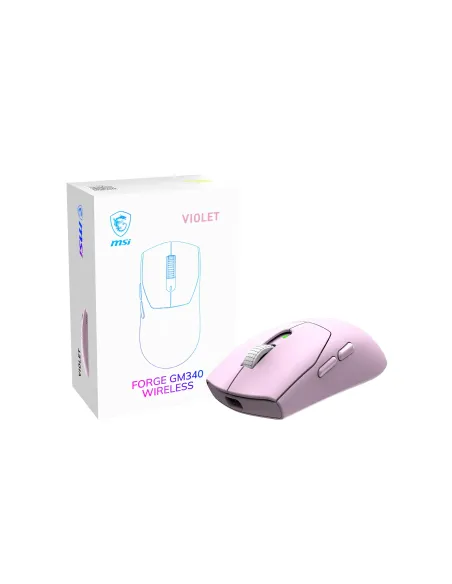 MSI Forge Gm340 Wireless Violet ratón Juego Ambidextro RF Wireless + Bluetooth Óptico 12000 DPI