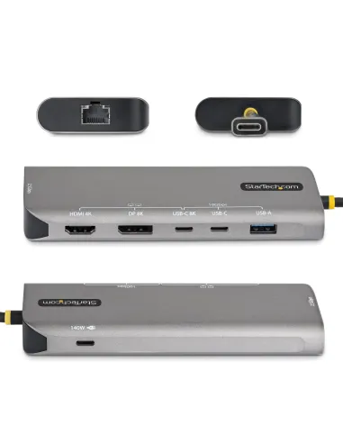 StarTech.com Adaptador Multipuertos USB4 para 2 Pantallas - Sin Controladores para macOS y Windows - PD de Carga de 140W - 4K