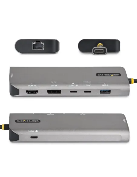 StarTech.com Adaptador Multipuertos USB4 para 2 Pantallas - Sin Controladores para macOS y Windows - PD de Carga de 140W - 4K