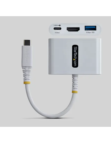 StarTech.com Dock Hub Multipuertos USB Tipo C a HDMI - Adaptador Multipuertos USB-C a HDMI - Carga de 140W - Hub Ladrón USB de