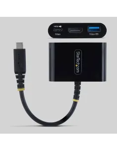 StarTech.com Dock Hub Multipuertos USB Tipo C a HDMI - Adaptador Multipuertos USB-C a HDMI - Carga de 140W - Hub Ladrón USB de 2