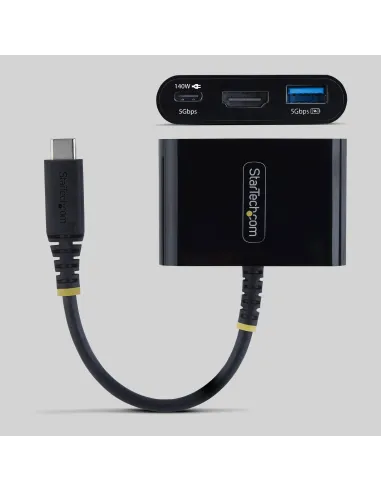 StarTech.com Dock Hub Multipuertos USB Tipo C a HDMI - Adaptador Multipuertos USB-C a HDMI - Carga de 140W - Hub Ladrón USB de
