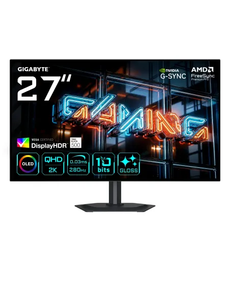 GIGABYTE MO27Q28GR Monitor Gaming WOLED Brillante 27” QHD - 2560 x 1440, 280Hz, 0.03ms, 335 cd m², Display HDR True Black 500,