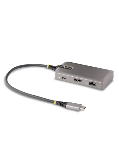 StarTech.com Adaptador Multipuertos USB-C - Docking Station USB Tipo C HDMI 4K60 - Hub Ladrón USB 3.0 de 3 Puertos - Entrega de