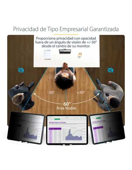StarTech.com Filtro de Privacidad Táctil de 4 Vías para Orientación Horizontal Vertical + -30° Anti Luz (51%) Mate para iPad