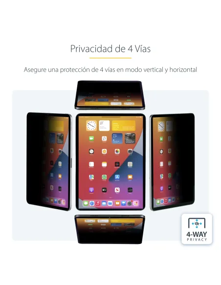 StarTech.com Filtro de Privacidad Táctil de 4 Vías para Orientación Horizontal Vertical + -30° Anti Luz (51%) Mate para iPad