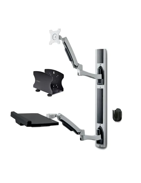StarTech.com Estación de Trabajo Soporte de Pared para Monitor VESA de 27 Pulgadas (10kg) con Bracket para CPU   Ordenador y