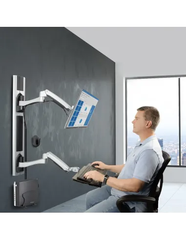 StarTech.com Estación de Trabajo Soporte de Pared para Monitor VESA de 27 Pulgadas (10kg) con Bracket para CPU   Ordenador y