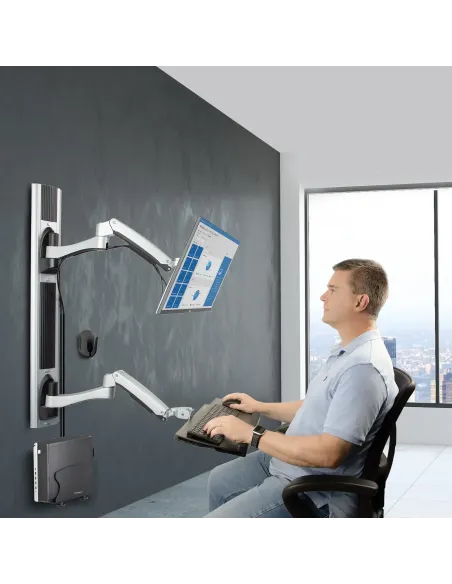 StarTech.com Estación de Trabajo Soporte de Pared para Monitor VESA de 27 Pulgadas (10kg) con Bracket para CPU   Ordenador y