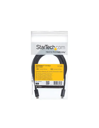 StarTech.com Cable Thunderbolt 3 Pasivo de 2m - 20Gbps - PD 100W - Vídeo 4K - Cable Thunderbolt - Certificado Thunderbolt -