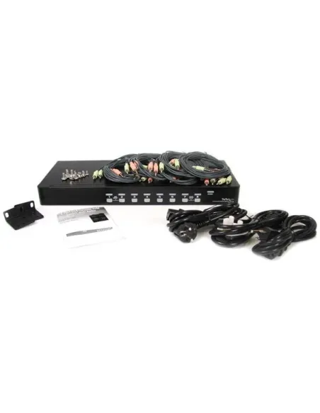 StarTech.com Conmutador Switch KVM 8 Puertos de Vídeo VGA HD15 USB 2.0 USB A y Audio - 1U Rack Estante