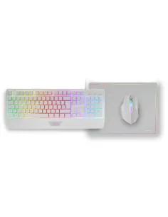 Mars Gaming MCP124, Combo Gaming 3en1, Teclado Ergonómico H-Mech LED RGB, Ratón RGB 3200DPI Switches HUANO, Alfombrilla 2