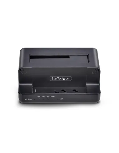 StarTech.com Clonador NVMe M.2 a SATA de 2.5 3.5 - Dock Duplicador Autónomo de 2 Bahías para SSD - Bidireccional NVMe a SATA  