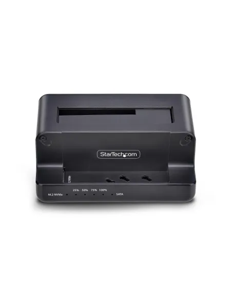 StarTech.com Clonador NVMe M.2 a SATA de 2.5 3.5 - Dock Duplicador Autónomo de 2 Bahías para SSD - Bidireccional NVMe a SATA  