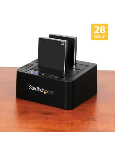 StarTech.com Duplicador Clonador Autónomo de Discos Duros o SSD SATA - Copiador de 2 Bahías - Base de Acoplamiento USB 3.1