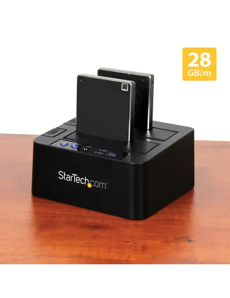 StarTech.com Duplicador Clonador Autónomo de Discos Duros o SSD SATA - Copiador de 2 Bahías - Base de Acoplamiento USB 3.1