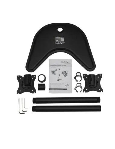 StarTech.com Soporte Vertical de Acero de Servicio Pesado para dos Monitores - Base Ajustable VESA para Pantallas de hasta 27