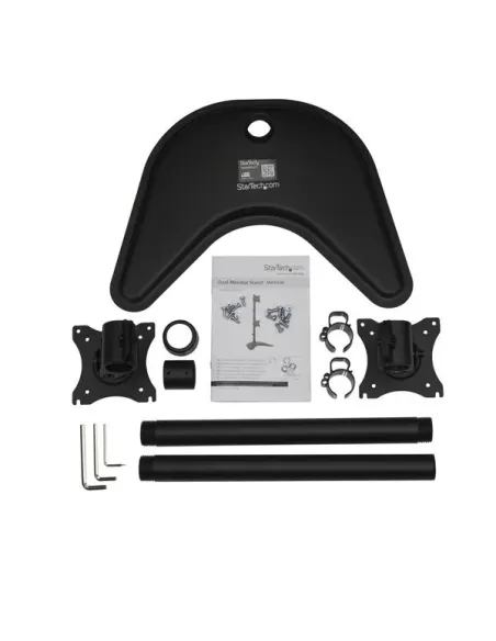 StarTech.com Soporte Vertical de Acero de Servicio Pesado para dos Monitores - Base Ajustable VESA para Pantallas de hasta 27