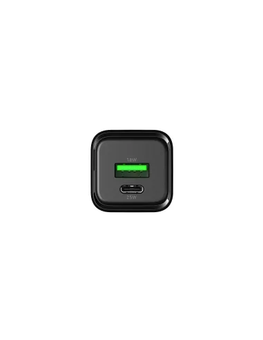CoolBox CARGADOR GAN 25W USB-A USB-C PARED NEGRO