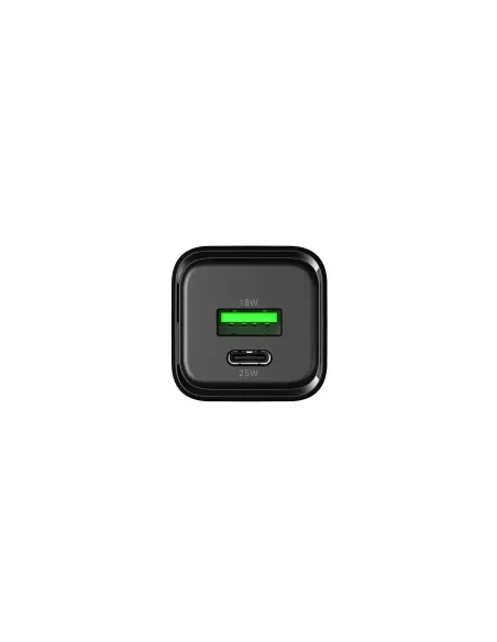 CoolBox CARGADOR GAN 25W USB-A USB-C PARED NEGRO