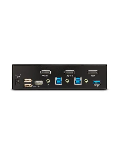 StarTech.com Switch Conmutador KVM DisplayPort de 2 Puertos - 8K60 4K144 - para Un Monitor - DP 1.4 - 2x USB 3.0 - 4x USB 2.0