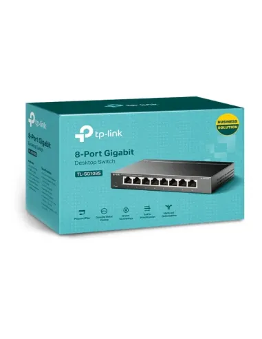 TP-Link TL-SG108S(UN) switch No administrado Gigabit Ethernet (10 100 1000) Escritorio Negro